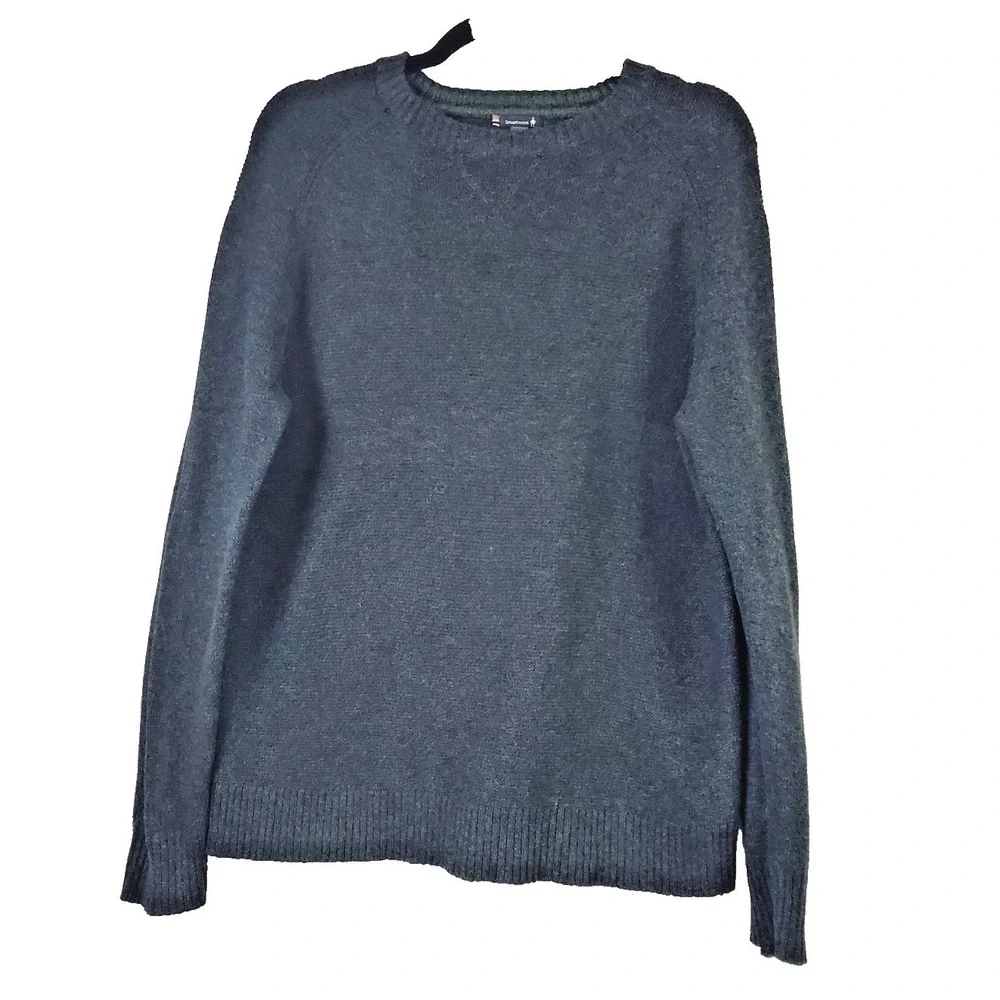 Smartwool Mens Merino Wool Blend‎ Textured Crewneck Sweater Green Large Raglan
